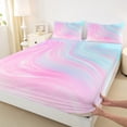 thumbnail image 3 of Castle Fairy Abstract Gradient Watercolor Girl Twin Sheet Sets,Ombre Stripes Bedding, 3 of 7