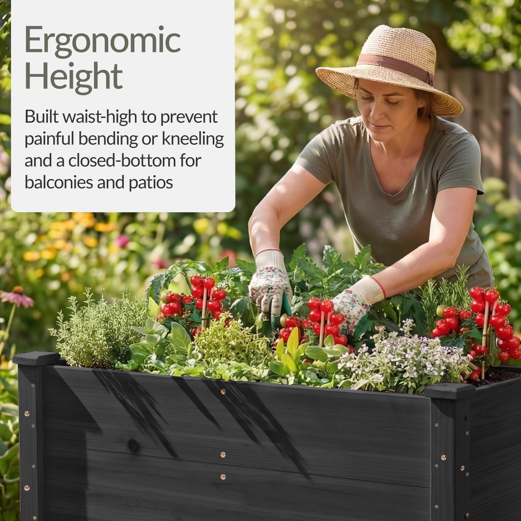 Best Choice Products 48" x 24" x 30" Raised Garden Bed, Extra Deep 16" Depth, Elevated Wood Planter Stand - Black