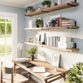 thumbnail image 4 of Wallniture Forte 72" Long x 9.25" Deep Floating Wall Shelves, Book Shelves Wall Mount, Wooden Shelf for Living Room, Kitchen, Pantry and Office Decor, Set of 3, Burnt Finish, Real Wood, 4 of 9