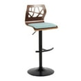 thumbnail image 4 of Folia Adjustable Bar Stool, Black Bar Stools, Bar Chairs, Swivel Bar Stools, Bar Stools Set of 2, Bar Stools for Kitchen Counter (Walnut Wood, Teal Fabric), 4 of 6