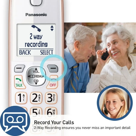 Panasonic - KX-TGD862G Link2Cell DECT 6.0 Expandable Cordless Phone System with Digital Answering System - White/Rose Gold