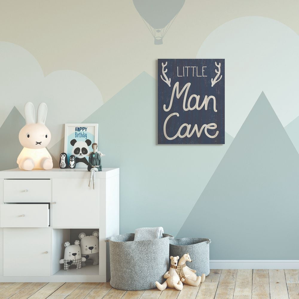 The Kids Room by Stupell Kids Little Man Cave Word Boys Blue Nursery Design Canvas Wall Art by Daphne Polselli