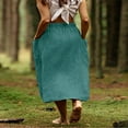 thumbnail image 5 of cocolona Womens Linen Skirts for Women Summer Casual Solid Color Elastic Waist Flowy Long Skirts Beach Vacation Midi Skirts with Pockets Sky Blue XXL, 5 of 7