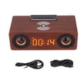 thumbnail image 2 of Altavoz Inalámbrico, Reloj Despertador Retro De Madera De Carga Con Reloj Despertador De Carga De 10 W Para Tabletas De Teléfonos Móviles Grano De Madera Marrón, 2 of 7