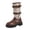 Brown, variant on Women Platform Heel Mid Calf Riding Boots | Vintage Patchwork Buckle Knight Motorcycle Shoes