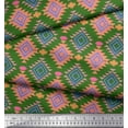 thumbnail image 3 of Soimoi Green polyester Crepe Fabric Diamond Geometric Print Fabric by the Yard 52 Inch Wide, 3 of 3