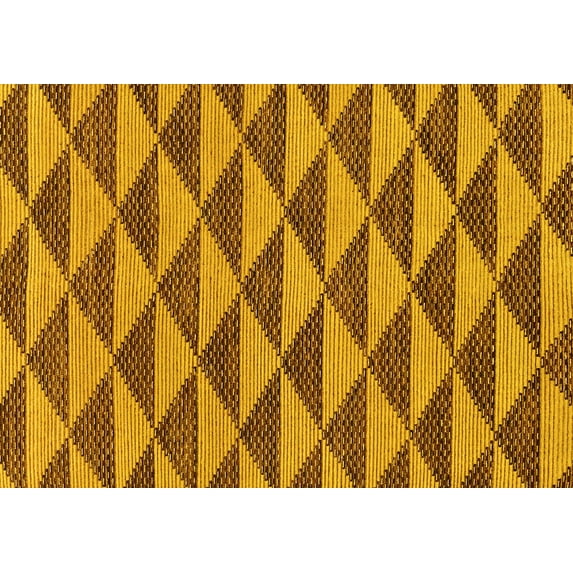 Ahgly Company Indoor Rectangle Abstract Yellow Modern Area Rugs, 3' x 5'