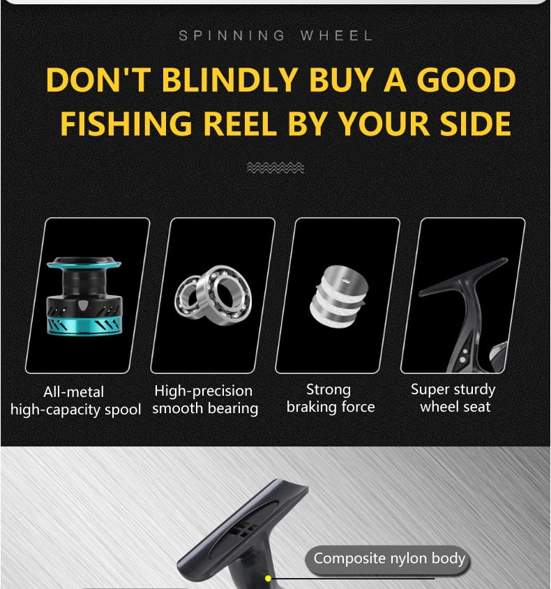 New Spinning Fishing Wheel DK 1000-7000 Series 5.2:1 Gear Ratio Left/Right Interchangeable Aluminum Alloy Spool Fishing Reel