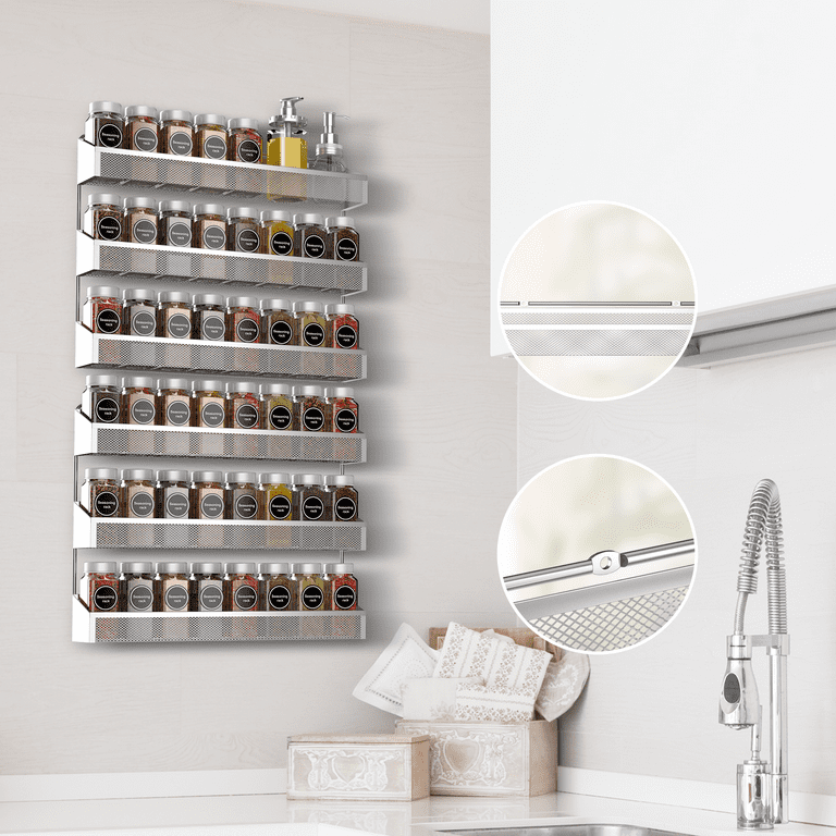 Fuleadture 2PC 3 Layer Spice Rack Organizer for Cabinet Doorfor Kitchen Plating