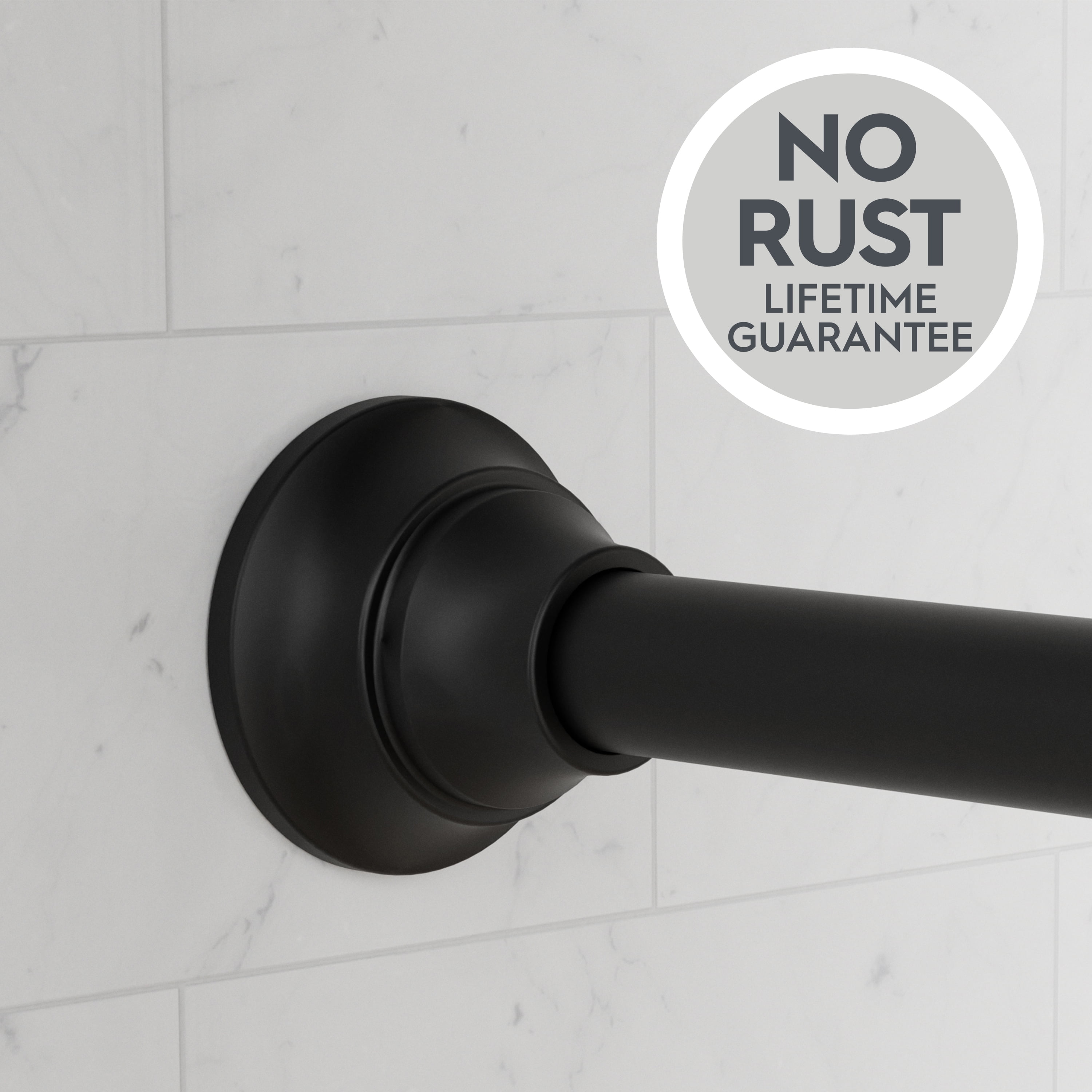 Better Homes & Gardens Wave Finial No Rust 43” to 72” Adjustable Tension Shower Curtain Rod, Black