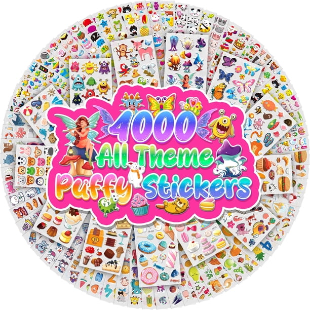 Sinceroduct Stickers 3D Puffy para Niños, Más de 4000 en 80 Hojas