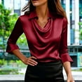 thumbnail image 7 of Women Blouse, 2026 New Solid Color Elegant Ruffled Collar Three-Quarter Sleeve Top, Made of Soft and Comfortable Fabric, Loose Fit and Breathable, Suitable for Work, Business, and Casual Occasions., 7 of 7