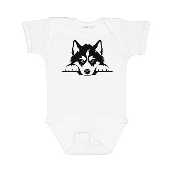Inktastic Peeking Siberian Husky Boys or Girls Baby Bodysuit