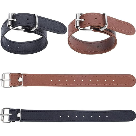 1Set 2 Pairs 2 Colors Imitation Leather Belt for Bike Basket Fixation with Iron Findings Mixed Color 225x20x1.5mm 1 pair/color