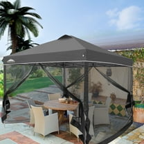 EAGLE PEAK 10 x 10 Outdoor Easy Pop up Canopy with Netting, Instant Screen Party Tent with Mesh Side Walls, Gray