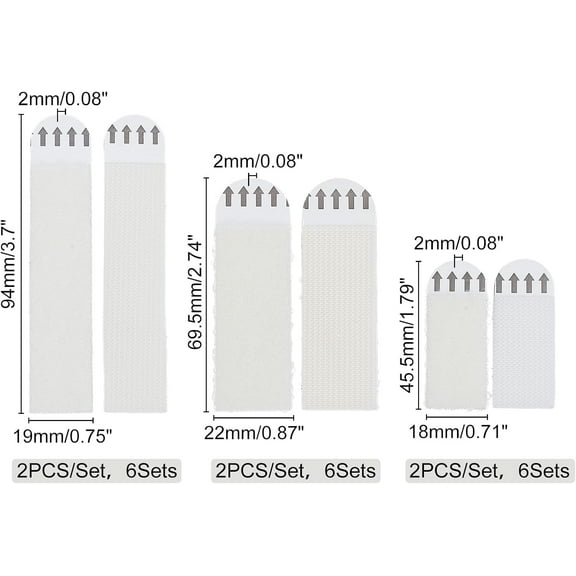 18 Sets 3 Style Self Adhesive Fastener Sticky Back Double Sided Hook Loop Strips Black Hook Loop Strips with Adhesive Heavy Duty Picture Hanging Strips