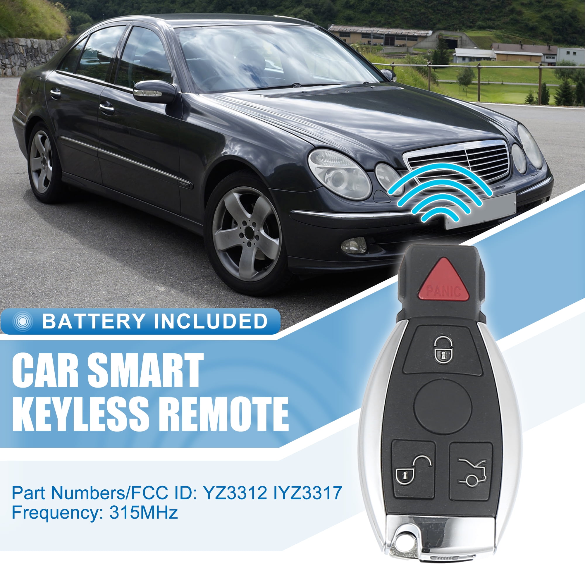 Unique Bargains 4 Button Car Keyless Entry Remote Control Key Fob YZ3312 IYZ3317 for Mercedes-Benz C320 2002-2005 CL600 2002-2006 315MHz