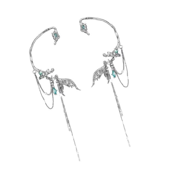 MANNYA Not Pierced Bone Ear Jewelry Lightweight Alloy Tassels Fishtail Ear Clip For Parties Formal Activities