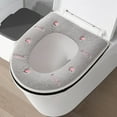 thumbnail image 5 of Soft Toilet Seat Cover, Cute Peach Pattern, Plush & Thick Fabric Toilet Seat Warmer for Round & Elongated Toilet Seats - Reusable, Easy-Install (Gray), 5 of 7
