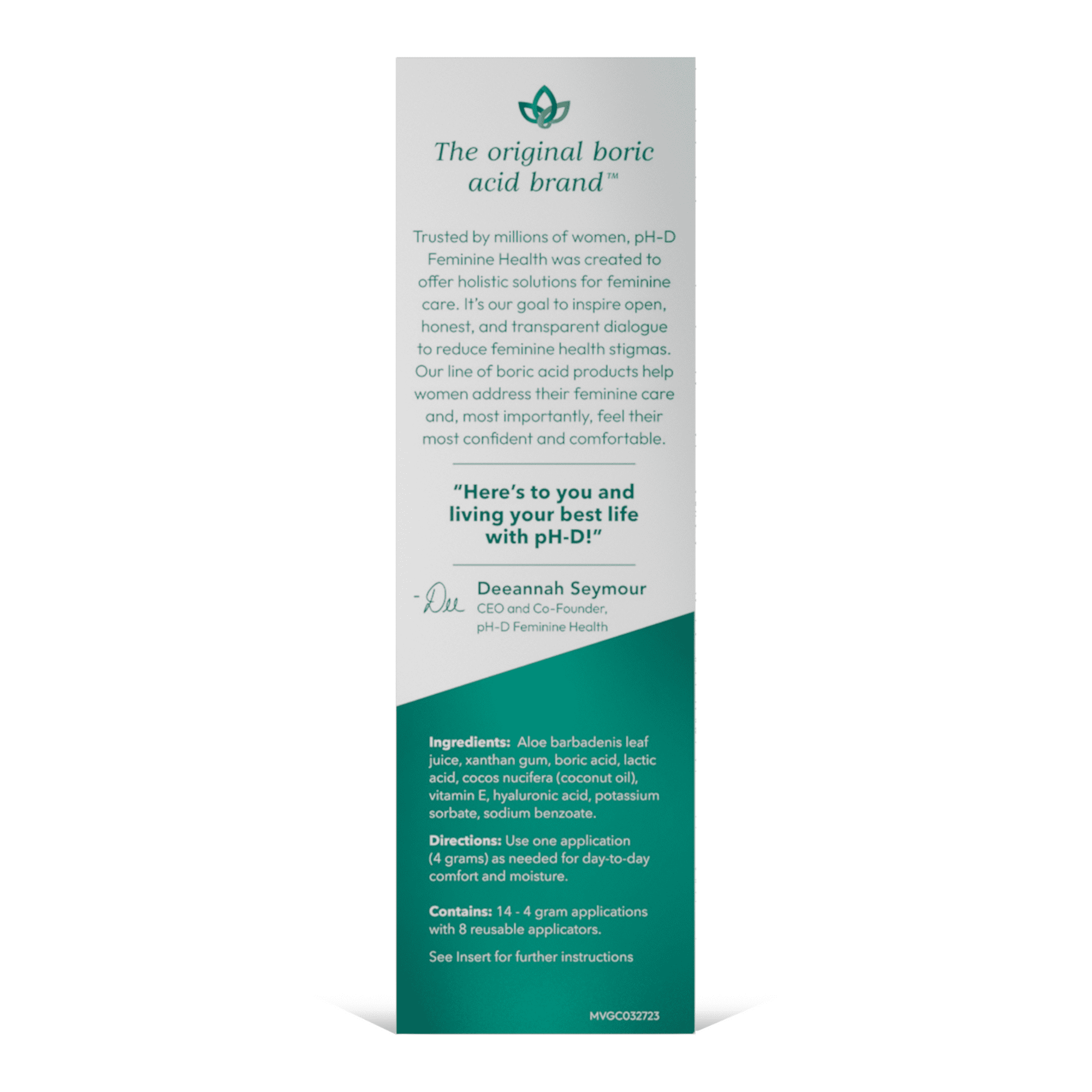 pH-D Feminine Health Moisturizing Gel with Boric Acid, 8 Applicators Included, 2 oz