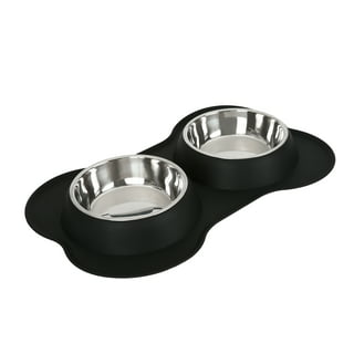 Dog Bowls with Mat, Cat Water Food Bowl Set (13.5oz Each) in No Spill  Silicone Mat, Dual Pet Feeder Bowl for Puppy, Cats, Small Medium Dogs  (Square