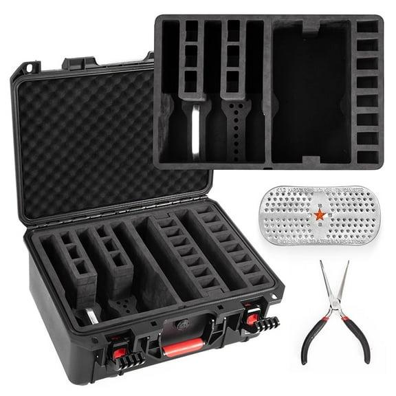 Gun Cases for Handguns, 5 Pistol Case & 21 Magazine Pre-Cut Multiple Pistols Shockproof Waterproof Hard Pistol Cases with Desiccant TSA Approved Firearm Travel Case
