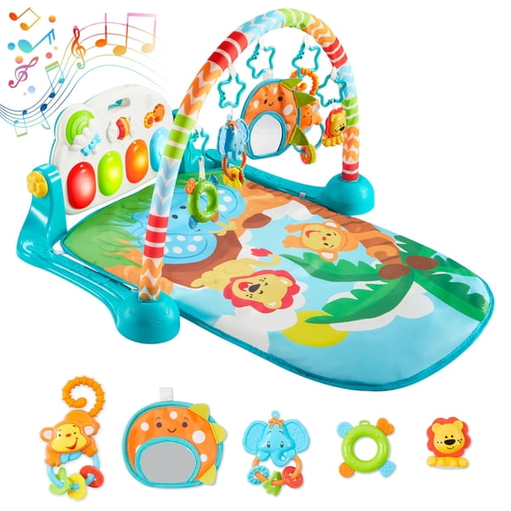 Tapete de juego para bebé, gimnasio de actividad, juguetes de aprendizaje musical para bebés, juguetes de aprendizaje musical de 0 a 6 meses, adorable gimnasio con panel de piano, regalos