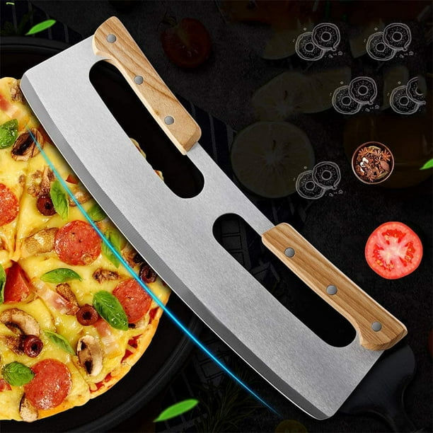 14 Inch Pizza Cutter Rocker Blade Stainless Steel Salad Chopper