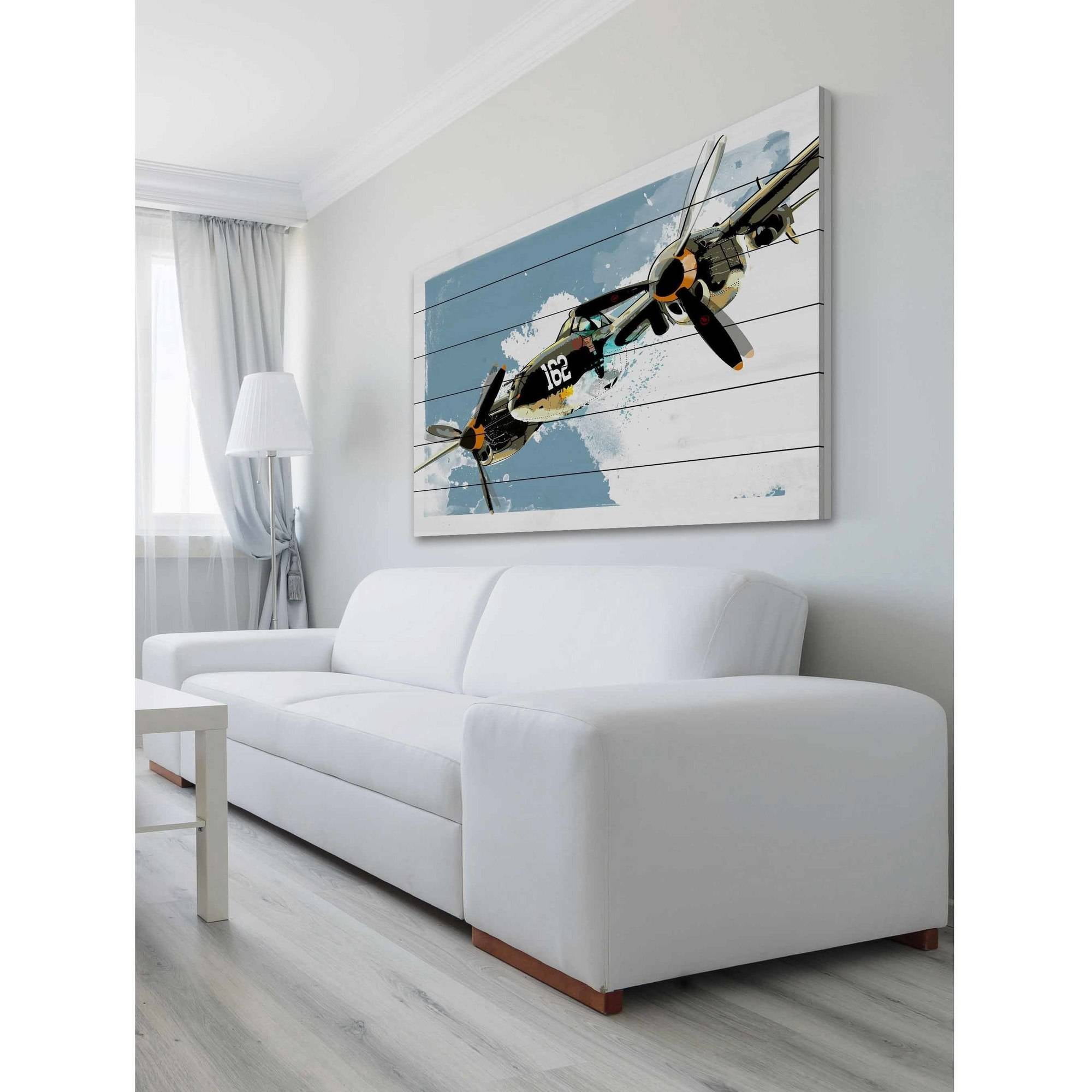 Marmont Hill "P38 Lightning" by Rick Martin Painting Print on White Wood
