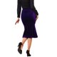 thumbnail image 3 of Falda Midi Ajustada de Cintura Alta de Terciopelo Elástico con dobladillo de Cola de Pez para Mujeres Chic L Púrpura, 3 of 6