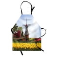 thumbnail image 1 of Windmill Apron Serene Vast Traditional Garden with Blossoming Flowers Trees and Dutch Tulips, Unisex Kitchen Bib Apron with Adjustable Neck for Cooking Baking Gardening, Multicolor, by Ambesonne, 1 of 3