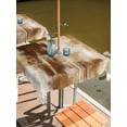 thumbnail image 2 of Outdoor Tablecloth with Umbrella Hole for Patio/Picnic/Party/Camping, Abstract Minimalist Waterproof Table Cloth Square Cover Washable, Modern Bohemia Aesthetic Ombre Brown (54"x 54"), 2 of 9