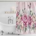 thumbnail image 4 of Watercolor Pink Floral Waterproof Fabric Shower Curtain,Spring Romantic Roses Butterfly Waterproof Fabric Shower Curtain for Bathroom Curtains Bathtubs Shower Curtains with 12 Hooks Small 36x78in, 4 of 8