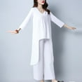 thumbnail image 2 of NMMUED Summer Two Piece Sets for Women Linen Outfits Women 2 Piece 2 Piece Lounge Set Women Gauze Sets for Women 2 Piece Matching Sets Women Clothing, White L, 2 of 4