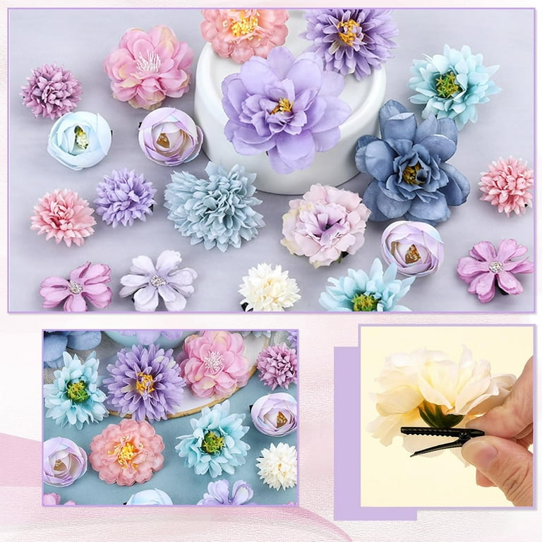 23PCS Silk Flower Hair Clips Women Girls Aesthetic Boho  display picture 2