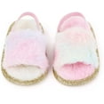 thumbnail image 3 of 2 Pack Infant Baby Girls Sandals Elastic Back Strap Flats Slippers Soft Toddles Princess Shoes Faux Fur Slides Shoes First Walker House Shoes, 3 of 7