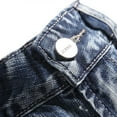 thumbnail image 5 of Zipper Elastic Slim Casual Denim Shorts Play Wrap Ripped Men's Mid-length Pants, 5 of 6