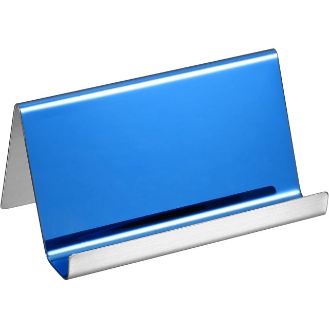 HUGFEGWE Business Card Holder, Business Card Case with Fine Texture Desktop Hold Cards, Great for Office, Meeting, Daily Use (Bright Blue, 3.5-Inch) CJB91-57729