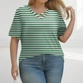 thumbnail image 2 of TQWQT Women Plus Size Tops 4x-5x Sexy Short Sleeve Tunic Tops Striped Color Block Graphic Tees V Neck Criss Cross T Shirts Loose Fit Casual Summer Clothes 2XL, 2 of 5