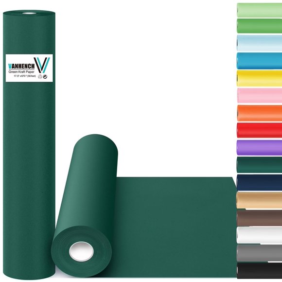 Rollo de papel para envolver Vanhench, 17,5 x 24,5 cm, color verde kraft