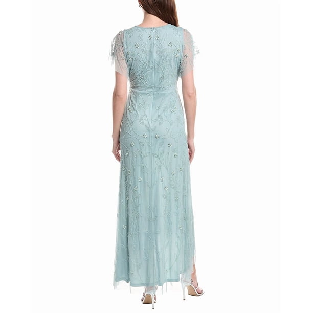 adrianna papell beaded maxi dress Adrianna Papell 40472 Godet Skirt Jewel Neck Dress