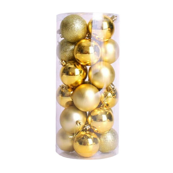 4cm 1.57" Christmas Ball Ornaments, 24 Pcs Shatter-Proof Set with Decor, 24ct Set 2025 Decoration for Xmas Tree Balls (Gold)