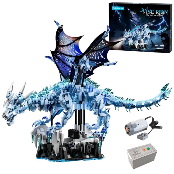 Set de bloques de construcción Dragón de Hielo Oscuro Myth Qholve con motor