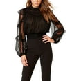 thumbnail image 2 of Bardot BLACK Women's Matteus Flocked Semi Sheer Dot Blouse, US 6/Small, 2 of 10