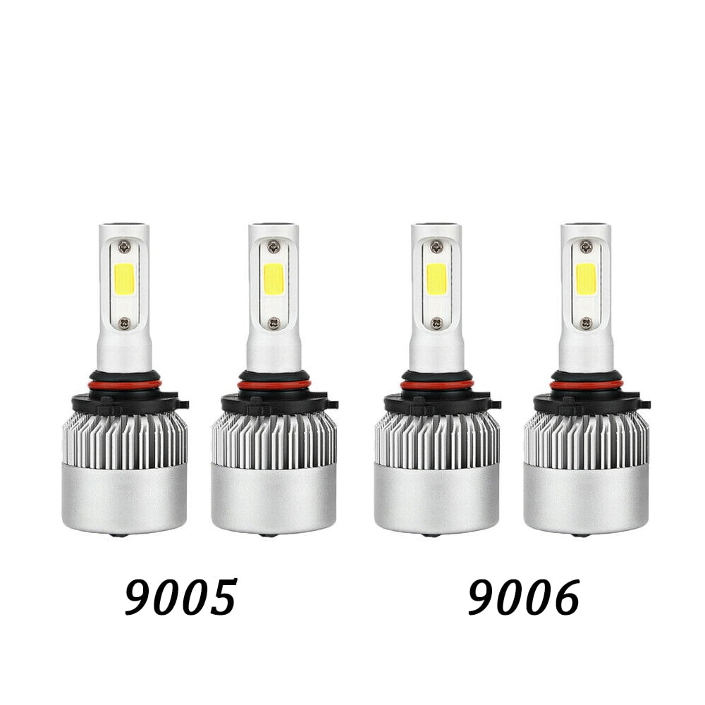 9005+9006 Combo COB LED Headlight  High/Low Beam 6000K White 4 Bulbs Kit 14000Lm
