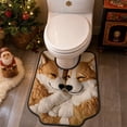 thumbnail image 6 of Sruoe Toilet Rug U Shaped, Double Corgi Print U‑Cut Microfiber Floor Mat 16x20 Inch, Soft Absorbent Non‑Slip Bathroom Decor Rug for Toilet Base Home Decor, 6 of 8