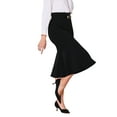 thumbnail image 4 of INSPIRE CHIC Women's Elegant Fishtail Skirt High Waist Belted Work Midi Mermaid Skirts S Black, 4 of 5