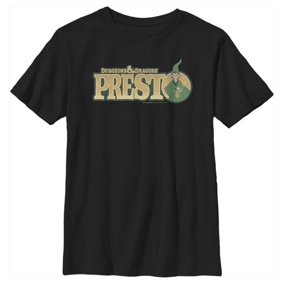 Boy's Dungeons & Dragons Presto the Magician Cartoon  Graphic Tee Black Medium