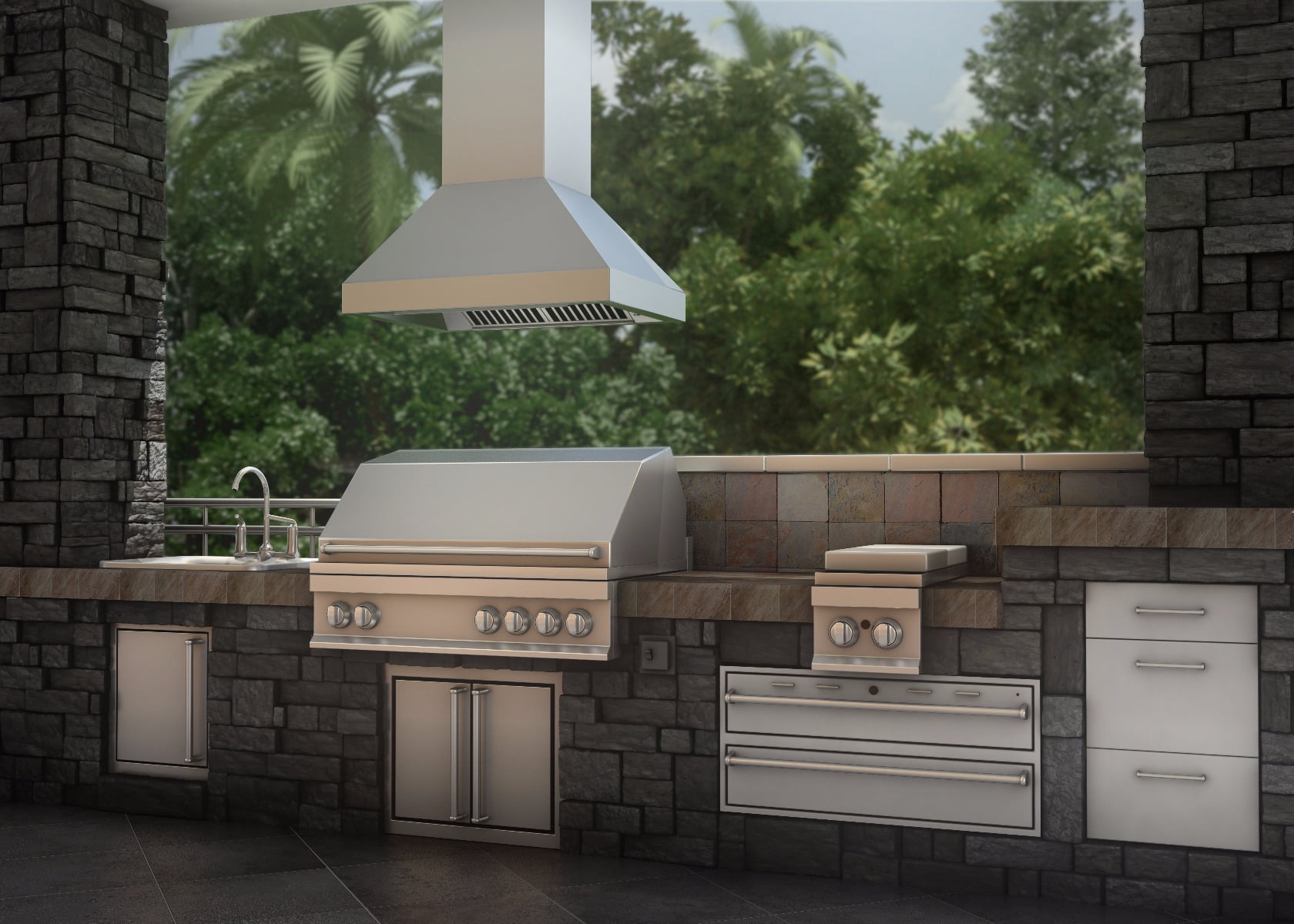 ZLINE 36 in. Outdoor Island Mount Range Hood in Stainless Steel (597i-304-36)