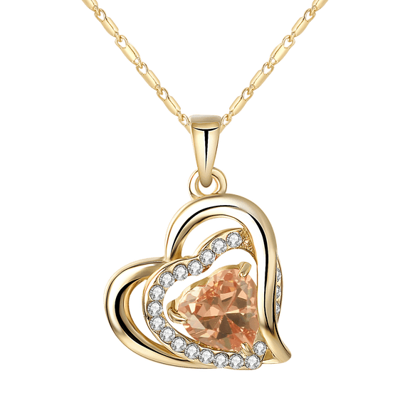 Yoursfs Valentine's Day Gift Necklaces for Women,Love Heart Pendant Necklace with Zirconia Birthstone Gold Plated Necklaces Jewelry For Women Anniversary Valentines  Gifts